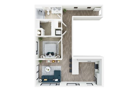 Floor plan for 1 bed, 1 bath, 900 sqft